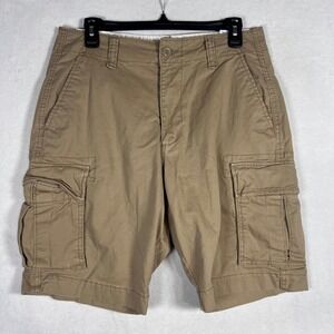 Old Navy Lived-In Straight Cargo Shorts Mens 31 Tan Khaki Built-In Flex Stretch